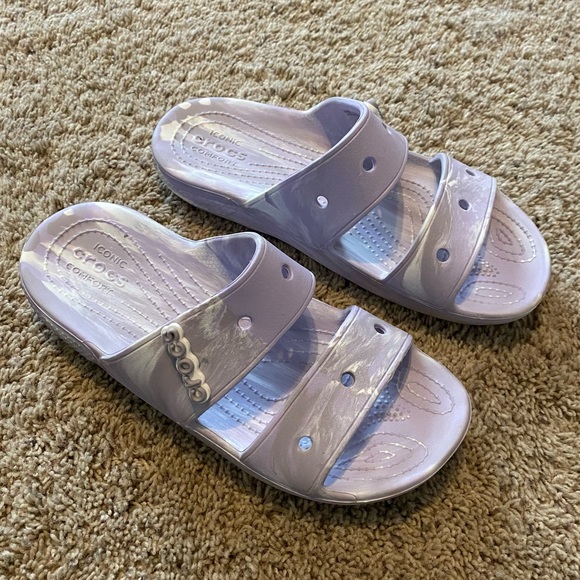 CROCS classic slides size 9 W /size 7 M purple lavender barely worn - Picture 5 of 6